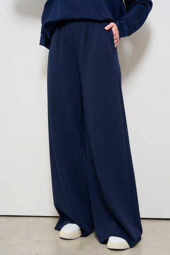 Pantalone donna blu palazzo - 3