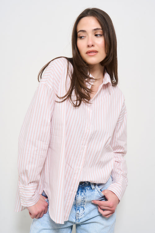 Camicia donna rosa a righe - 2