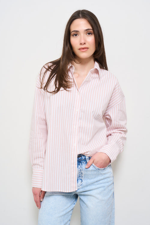 Camicia donna rosa a righe - 1