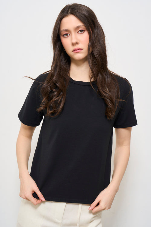 T-shirt donna nera girocollo - 2