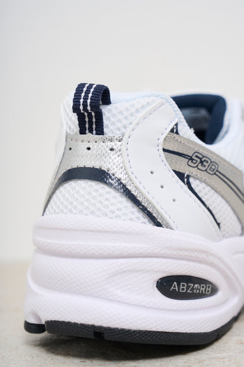 Sneakers donna 530 bianca, argento e blu - 6