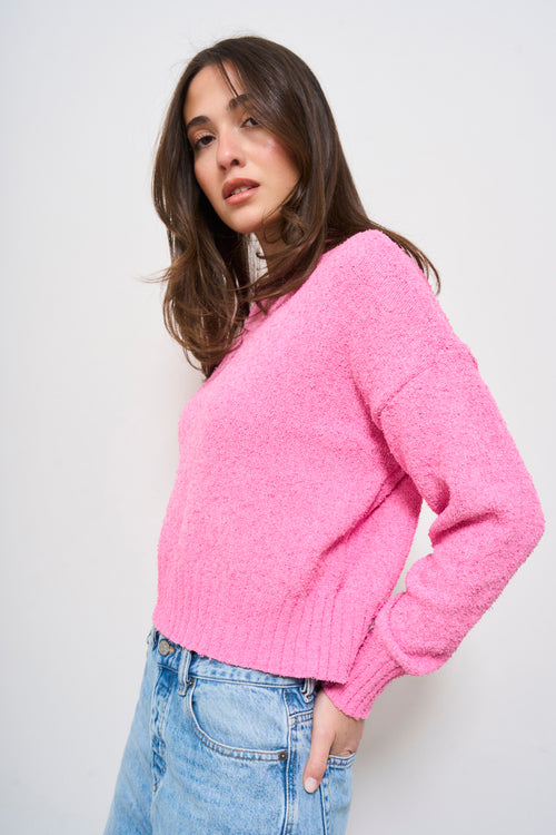 Maglia donna rosa cropped - 2