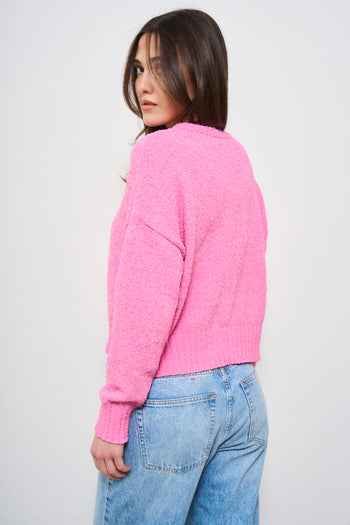 Maglia donna rosa cropped - 4