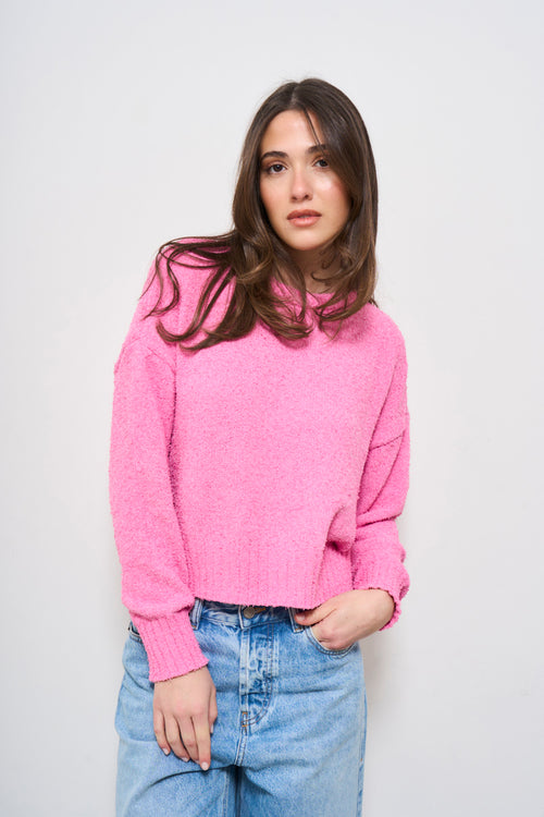 Maglia donna rosa cropped