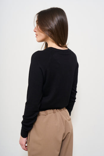 Maglia donna nera cut-out con perle - 3