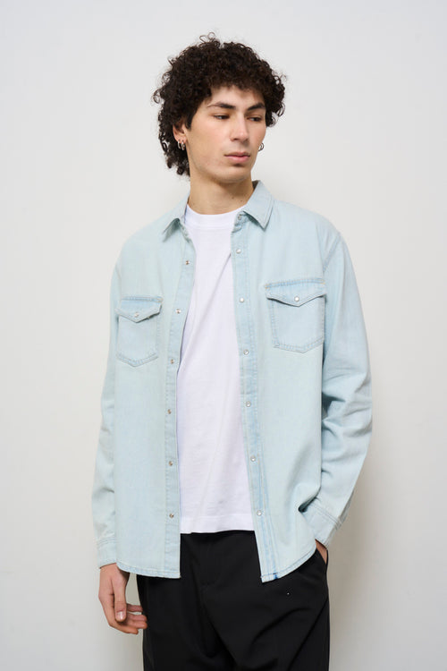 Camicia uomo in denim chiaro