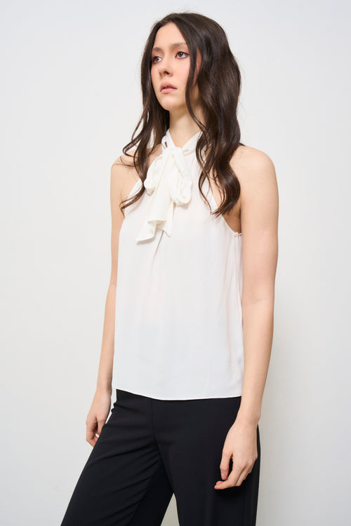 Blusa donna bianco con fiocco - 2