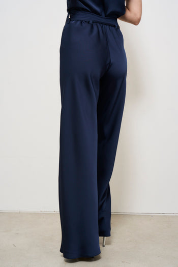 Pantalone donna a palazzo blu notte - 4