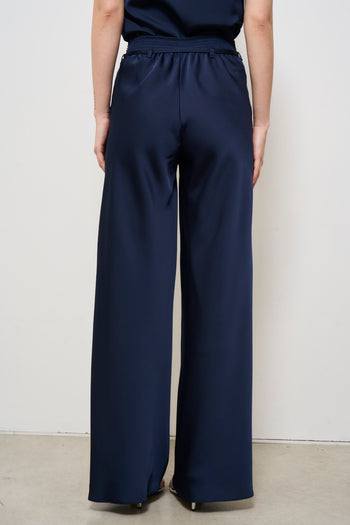 Pantalone donna a palazzo blu notte - 5