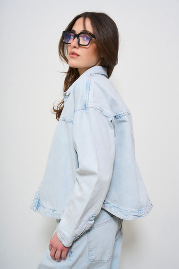 Giubbotto donna in denim chiaro - 3