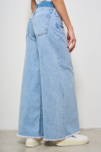 Jeans donna wide-leg in denim chiaro - 5