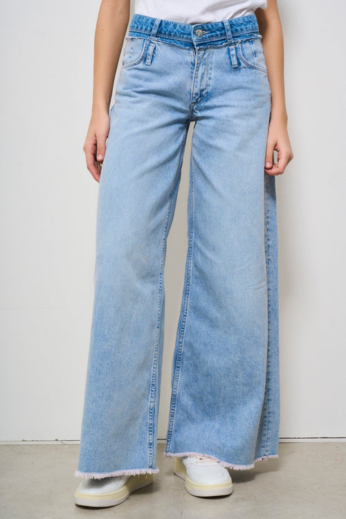 Jeans donna wide-leg in denim chiaro - 1