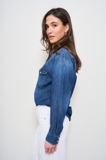 Camicia donna in denim scuro - 4