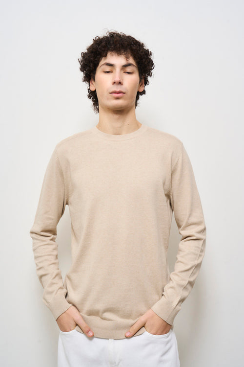 Maglia uomo girocollo beige