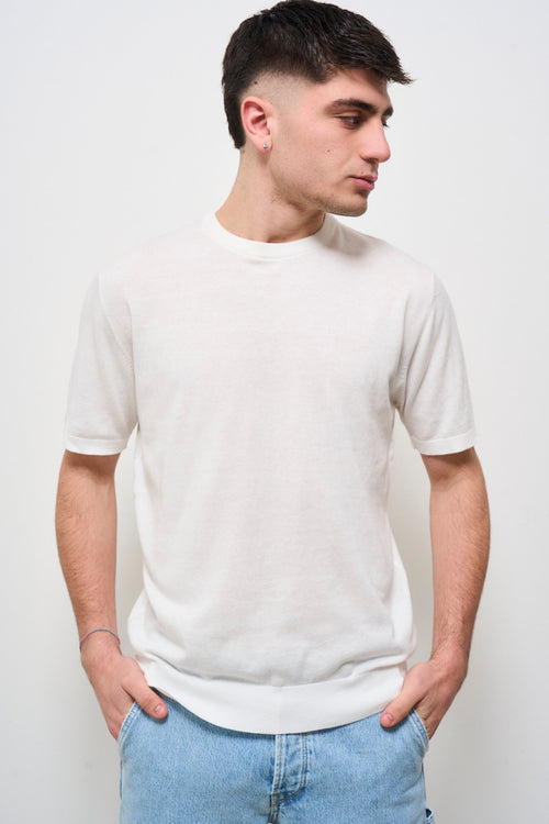 T-shirt uomo in maglia bianca - 2