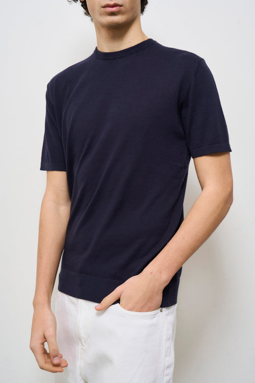 T-shirt uomo in maglia blu - 2