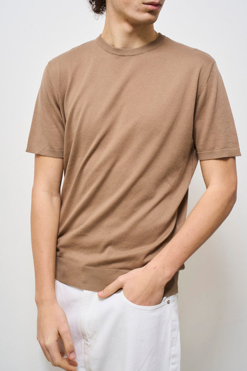 T-shirt uomo in maglia cammello - 2