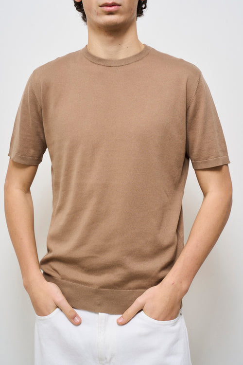 T-shirt uomo in maglia cammello