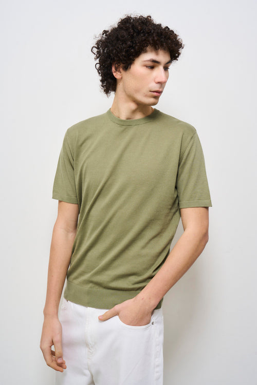 T-shirt uomo girocollo verde oliva - 2