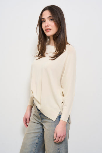 Maglia donna beige girocollo - 3