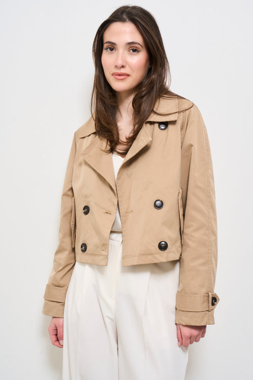 Trench crop donna cammello - 2