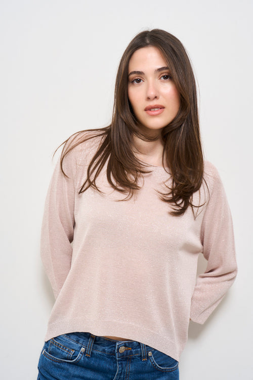 Maglia donna rosa lurex