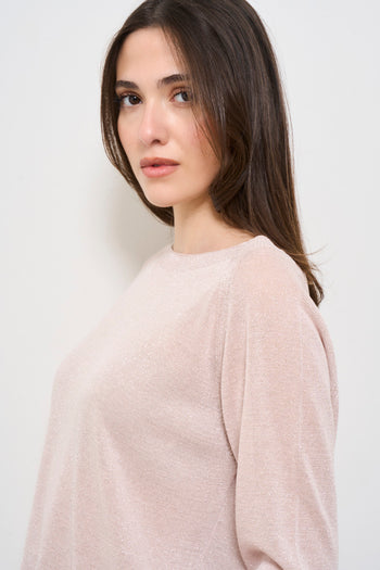 Maglia donna rosa lurex - 4