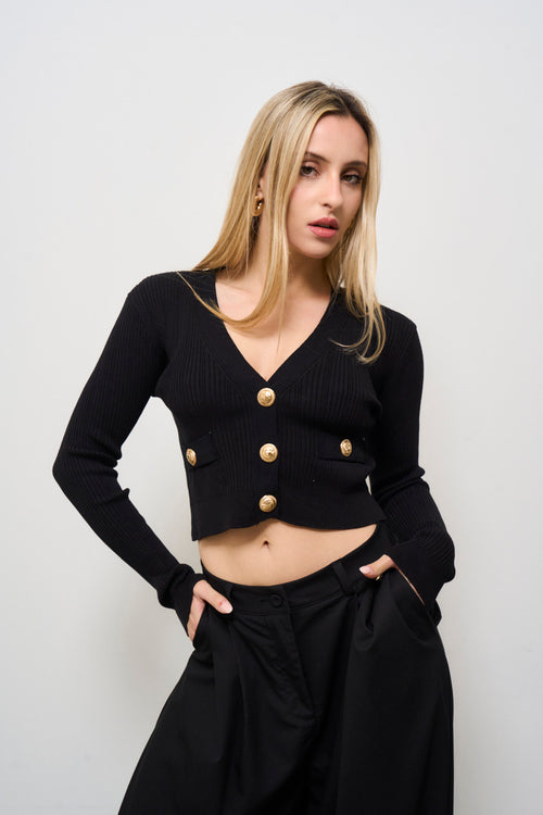 Cardigan donna cropped nero