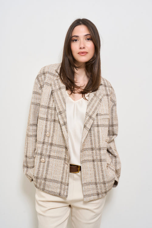 Giacca donna oversize in tweed e lurex - 1