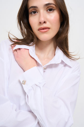 Camicia donna bianca con bottoni gioiello - 3