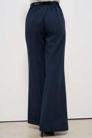 Pantalone donna blu con cintura - 5