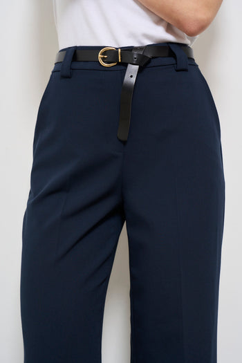 Pantalone donna blu con cintura - 6