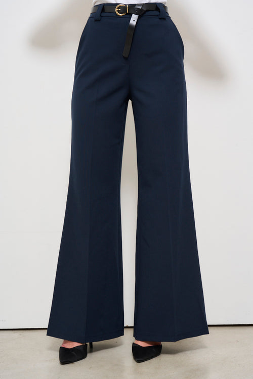 Pantalone donna blu con cintura