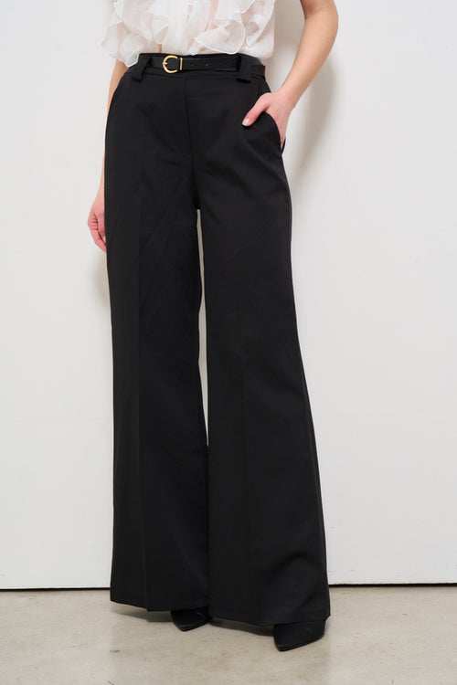 Pantalone donna nero con cintura - 2