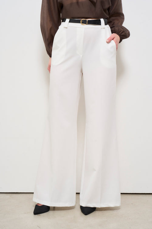 Pantalone donna bianco con cintura