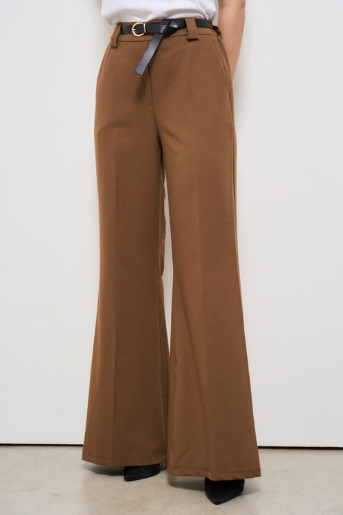 Pantalone donna marrone con cintura - 2