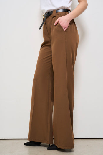 Pantalone donna marrone con cintura - 3