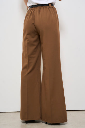 Pantalone donna marrone con cintura - 5