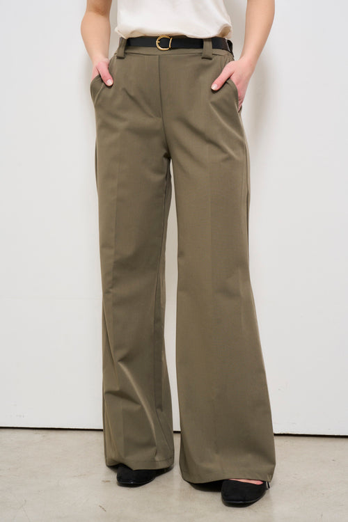 Pantalone donna verde con cintura