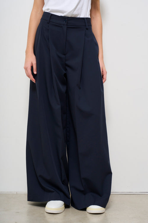 Pantalone donna blu wide-leg