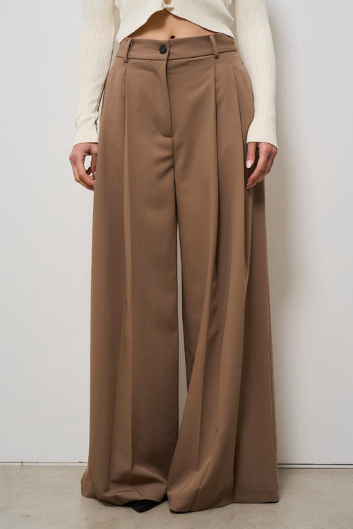 Pantalone donna marrone wide-leg