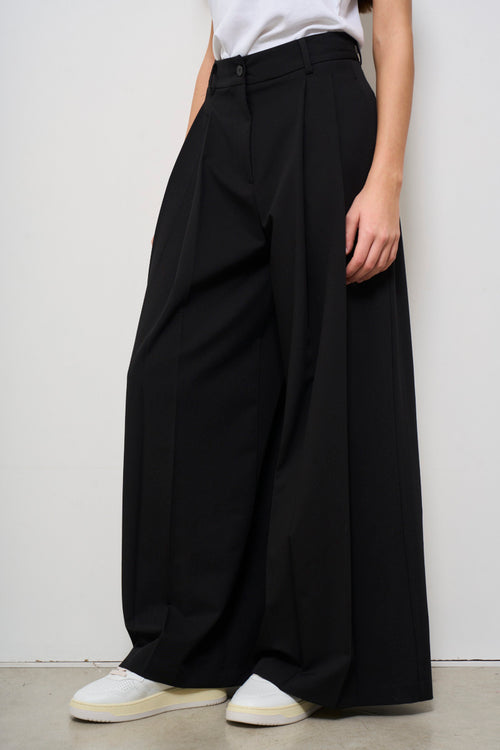 Pantalone donna nero wide-leg - 2