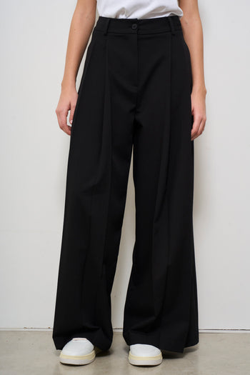 Pantalone donna nero wide-leg - 5