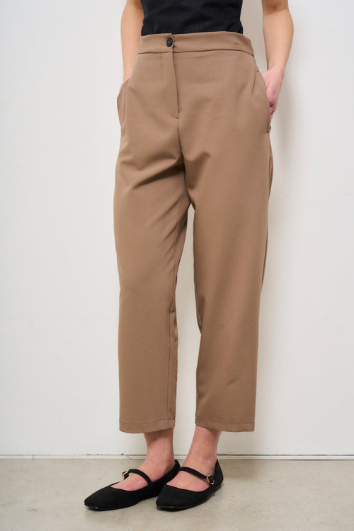 Pantalone donna carrot fit tortora