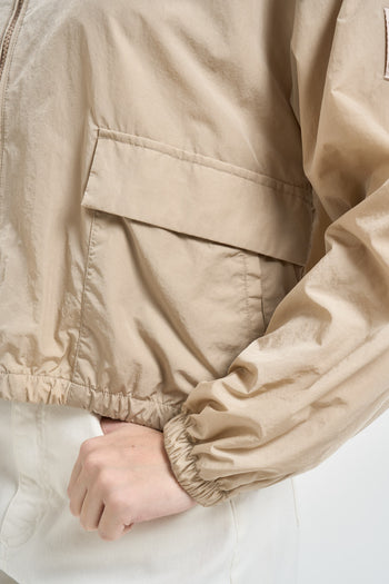 Giacca donna in nylon beige con cappuccio - 3