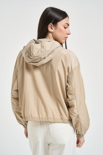 Giacca donna in nylon beige con cappuccio - 5