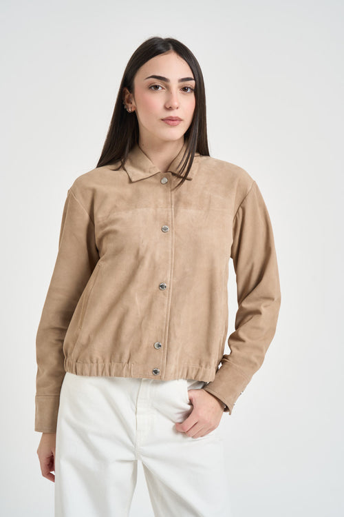 Giubbotto donna con colletto sabbia - 1