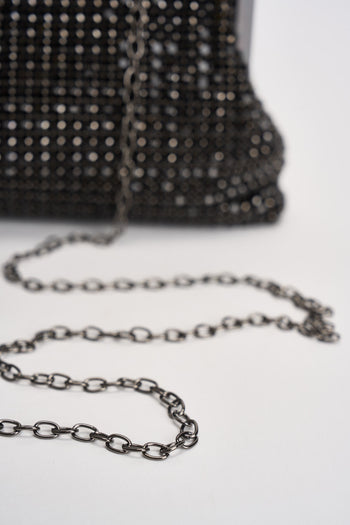 Borsa donna clutch con strass nera - 7