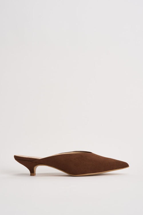Sabot donna in suede marrone