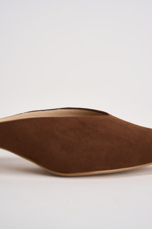 Sabot donna in suede marrone - 2
